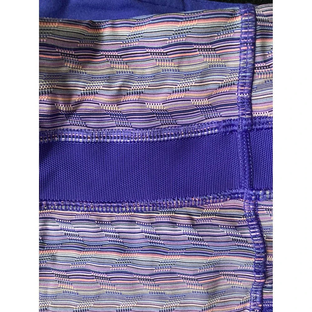 Lululemon Athletica Size 4 Purple Pink Stripe Athletic Legging Pants Zip Pockets